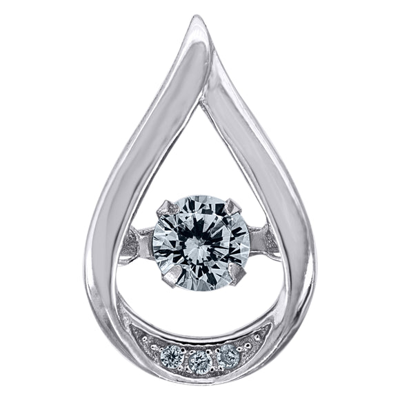 925 Sterling Silver Womens Aqua Cubic Zirconia Fashion Teardrop Slide Charm Pendant