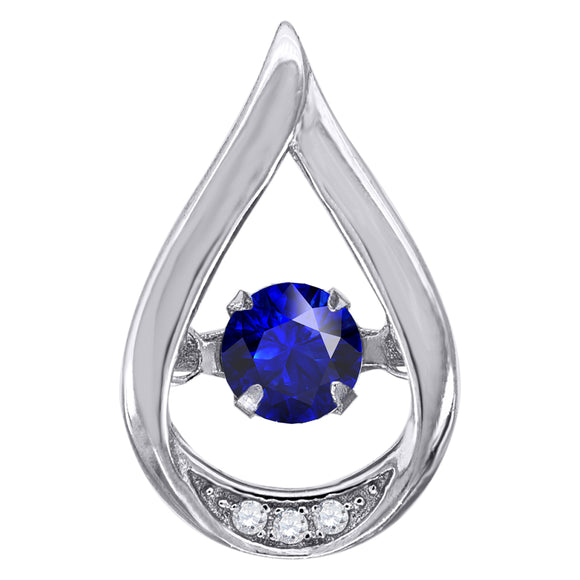 925 Sterling Silver Womens Royal Blue Cubic Zirconia Fashion Teardrop Slide Charm Pendant