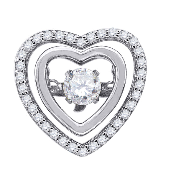 925 Sterling Silver Womens Cubic-Zirconia Heart Slide Pendant