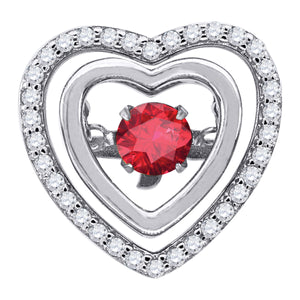925 Sterling Silver Womens Red Cubic-Zirconia Heart Slide Pendant