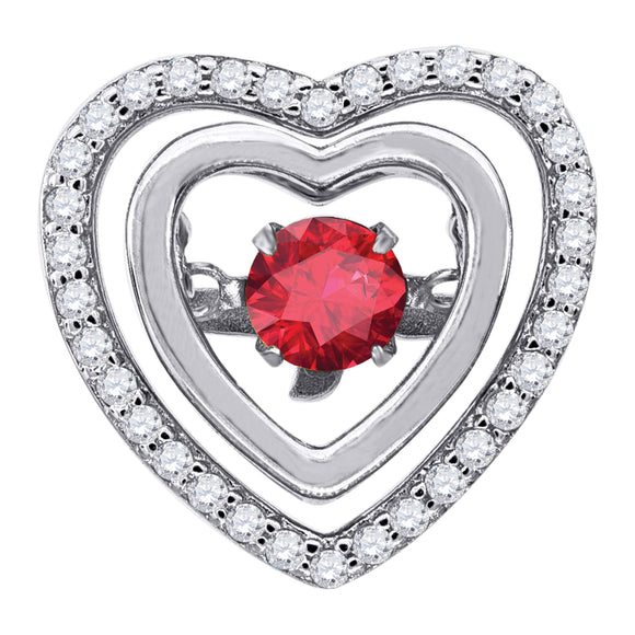 925 Sterling Silver Womens Red Cubic-Zirconia Heart Slide Pendant