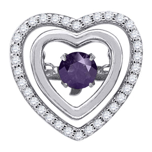 925 Sterling Silver Womens Purple Cubic-Zirconia Heart Slide Pendant