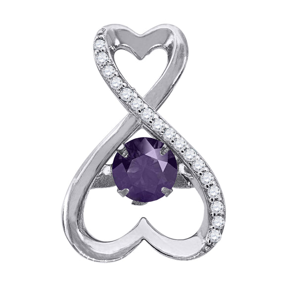925 Sterling Silver Womens Purple Cubic Zirconia Infinity Heart Charm Pendant