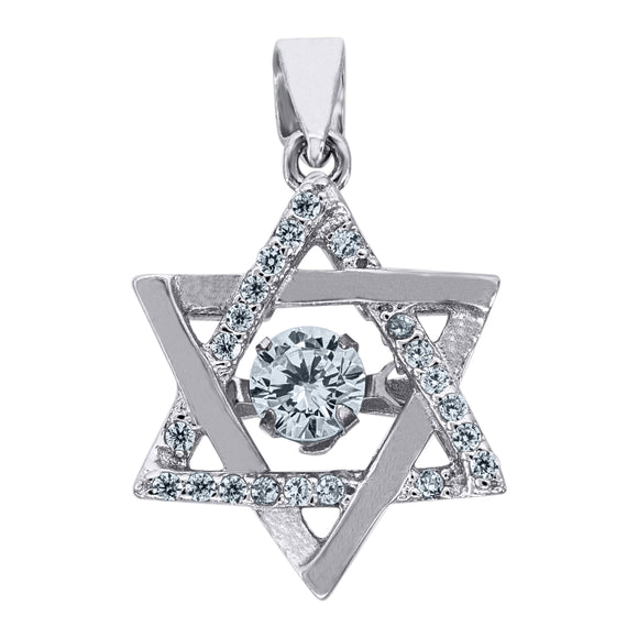 925 Sterling Silver Womens Cubic Zirconia Star Of David Charm Pendant