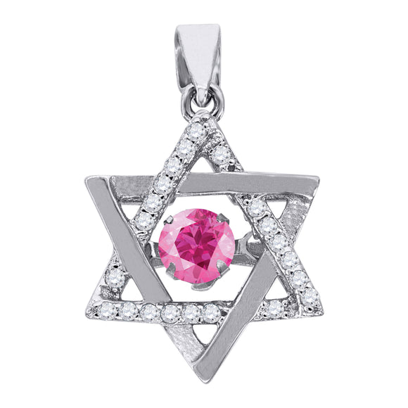 925 Sterling Silver Womens Pink Cubic Zirconia Star Of David Charm Pendant