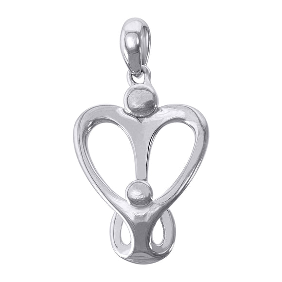 925 Sterling Silver Womens Heart Mom Child Charm Pendant