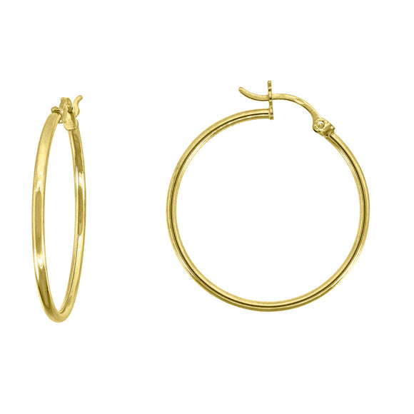 10kt Yellow Gold Womens 1.5mm x 30mm Hinged Hoops Huggies