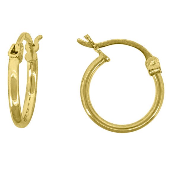 10kt Yellow Gold Womens 1.5mm x 14mm Hinged Hoops Huggies