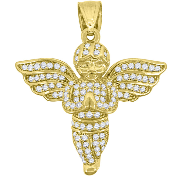 10kt Yellow Gold Mens Women Cubic Zirconia Cubic-zirconia Cupid Angel Religious Charm Pendant