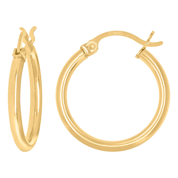 10kt Yellow Gold Womens Ultra Light Round Tube 2mmx20mm Hinged Hoops Huggies