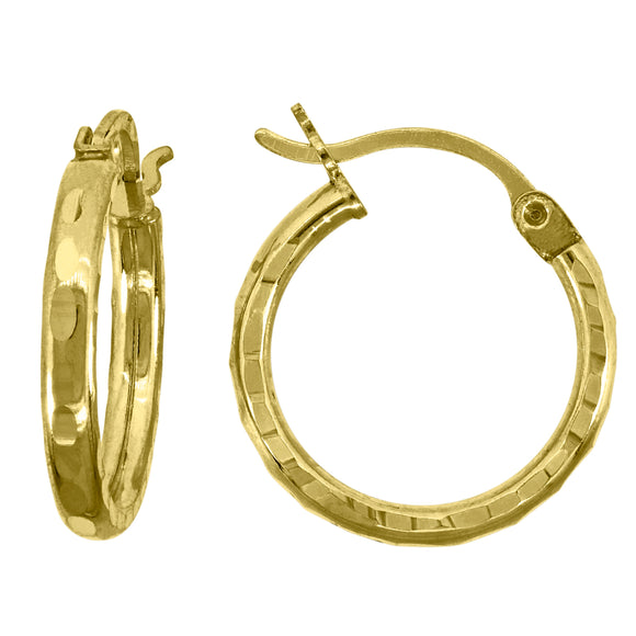 10kt Yellow Gold Womens Ultra Light Round Tube 2mm x 20mm Hinged Hoops Huggies