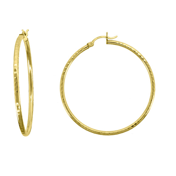 10kt Yellow Gold Womens Ultra Light Round Tube 2mm x 46mm Hinged Hoops Huggies