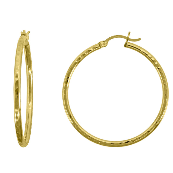 10kt Yellow Gold Womens Ultra Light Round Tube 2mm x 38mm Hinged Hoops Huggies