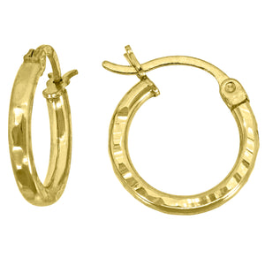 10kt Yellow Gold Womens Ultra Light Round Tube 2mm x 15mm Hinged Hoops Huggies