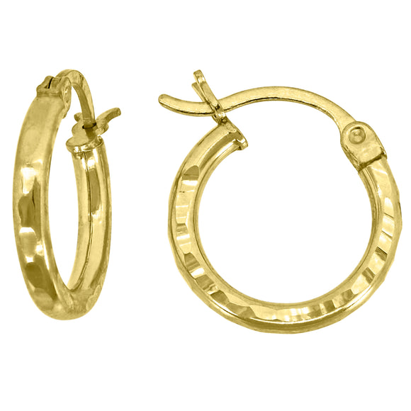 10kt Yellow Gold Womens Ultra Light Round Tube 2mm x 15mm Hinged Hoops Huggies