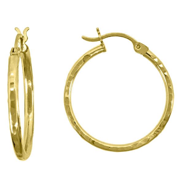 10kt Yellow Gold Womens Ultra Light Round Tube 2mm x 25mm Hinged Hoops Huggies