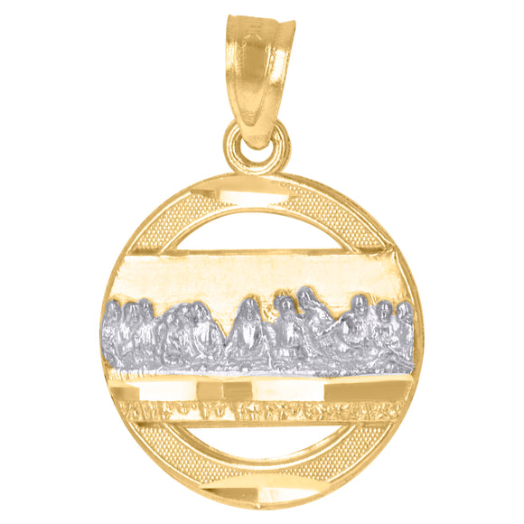 10kt Two-tone Gold Diamond-cut Womens Last Supper Ht:19.7mm x W:13.5mm Religious Charm Pendant
