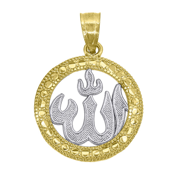 10kt Two-tone Gold Mens Women Textured Religious Charm Pendant
