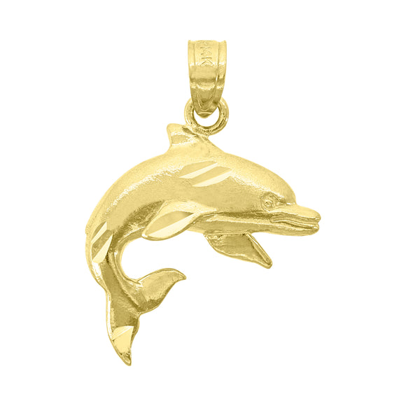 14kt Yellow Gold Unisex Dolphin Animal Ht:25.1mm Pendant Charm