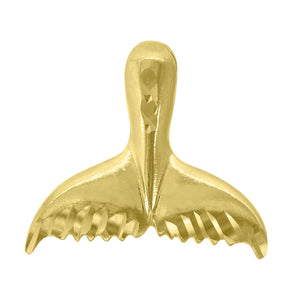 14kt Yellow Gold Unisex Diamond-cut Whale Dolphin Tail Animal Ht:17.1mm Pendant Charm