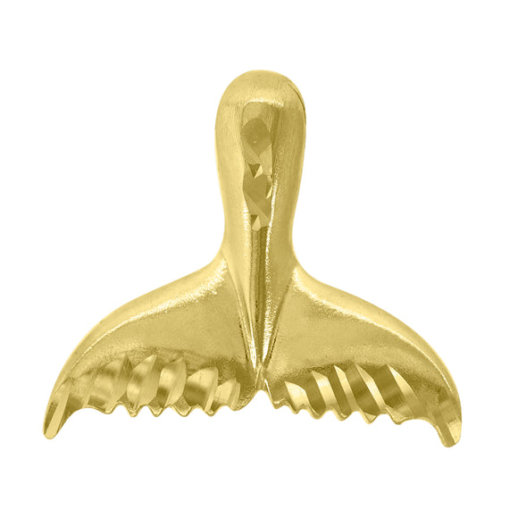 14kt Yellow Gold Unisex Diamond-cut Whale Dolphin Tail Animal Ht:17.1mm Pendant Charm