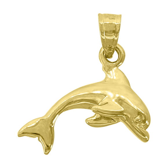 14kt Yellow Gold Womens Dolphin Fish Ht:7.7mm Pendant Charm