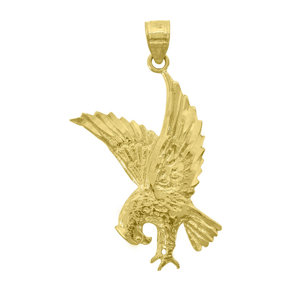 14kt Yellow Gold Womens Diamond-cut Eagle Bird Ht:36.5mm Pendant Charm