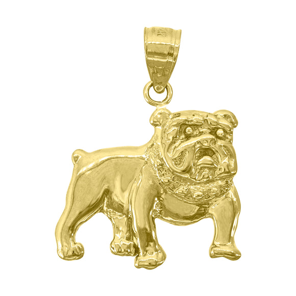 14kt Yellow Gold Womens Bull Dog Animal Ht:22.6mm Pendant Charm