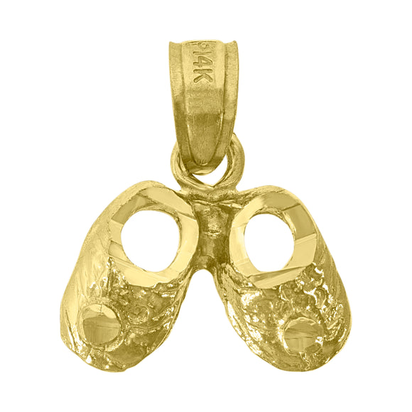 14kt Yellow Gold Baby Diamond-cut Baby Shoes Ht:13.6mm Baby Pendant Charm