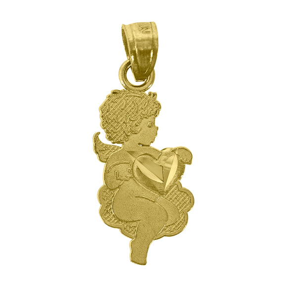 14kt Yellow Gold Womens Cupid Heart Ht:22.8mm Pendant Charm