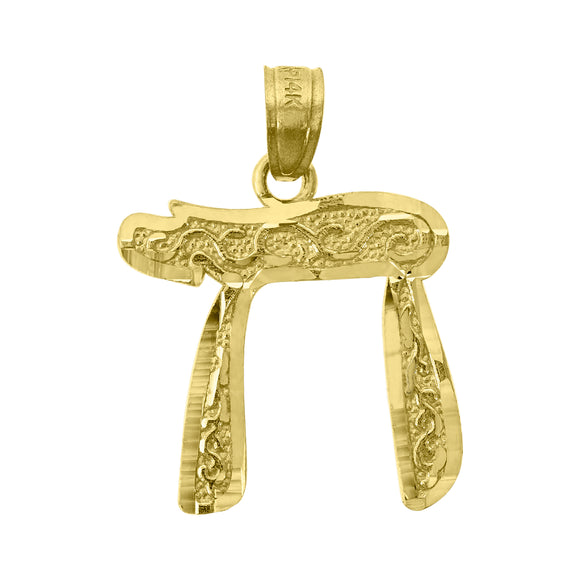 14kt Yellow Gold Womens Diamond-cut Chi Ht:21.8mm Pendant Charm