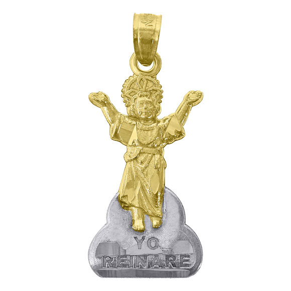 14kt Gold Womens Two-tone Jesus Yo Reinare Ht:26.5mm Religious Pendant Charm