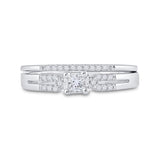 10kt White Gold Princess Diamond Bridal Wedding Ring Band Set 1/5 Cttw