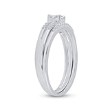 10kt White Gold Princess Diamond Bridal Wedding Ring Band Set 1/5 Cttw