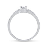 10kt White Gold Princess Diamond Bridal Wedding Ring Band Set 1/5 Cttw