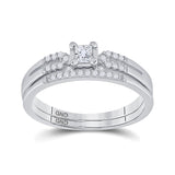 10kt White Gold Princess Diamond Bridal Wedding Ring Band Set 1/5 Cttw