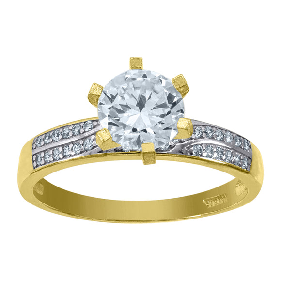 10kt Two-tone Gold Womens Cubic Zirconia Engagement Ring