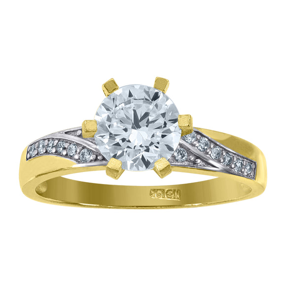 10kt Two-tone Gold Womens Cubic Zirconia Engagement Ring