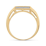 10kt Yellow Gold Mens Round Diamond Square Ring 3/8 Cttw