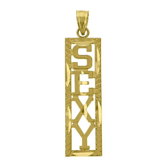 10kt Yellow Gold Diamond-cut Womens Sexy Ht:35.3mm x W:8.3mm Charm Pendant