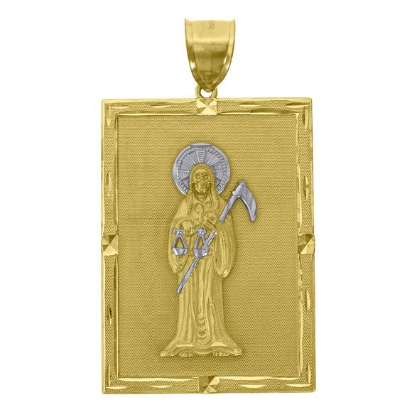 10kt Two-Tone Gold Mens Religious Angel Charm Pendant