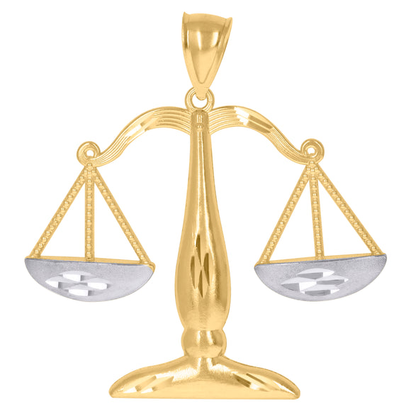 10kt Two-Tone Gold Mens Zodiac Sign Libra Charm Pendant