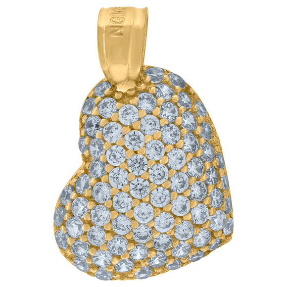 10kt Yellow Gold Womens Cubic Zirconia Cubic-zirconia Heart Charm Pendant