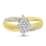 10kt Yellow Gold Womens Round Diamond Marquise-shape Cluster Ring 1/6 Cttw
