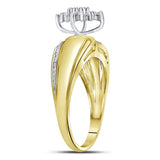 10kt Yellow Gold Womens Round Diamond Marquise-shape Cluster Ring 1/6 Cttw