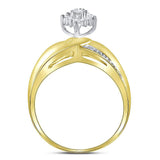 10kt Yellow Gold Womens Round Diamond Marquise-shape Cluster Ring 1/6 Cttw