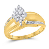10kt Yellow Gold Womens Round Diamond Marquise-shape Cluster Ring 1/6 Cttw