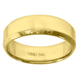 14kt Yellow Gold Unisex Beveled Edge Polished Wedding Band Ring 6.5mm Size 7