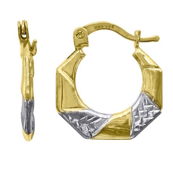10kt Two-tone Gold Womens Twisted Hoop Earrings