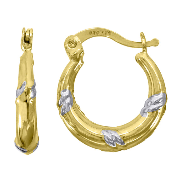 10kt Two-tone Gold Womens Twisted Hoop Earrings
